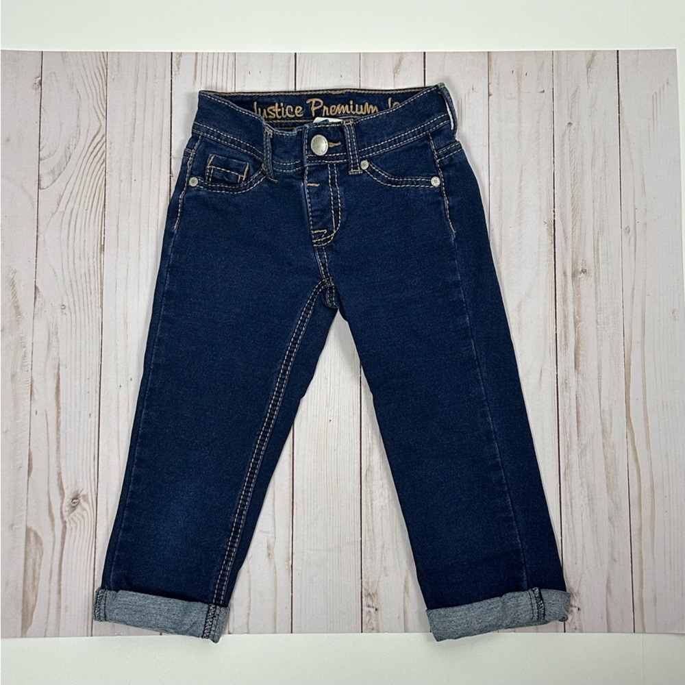 JUSTICE Premium Jeans  girl's blue with rolled cuffs - size 8S